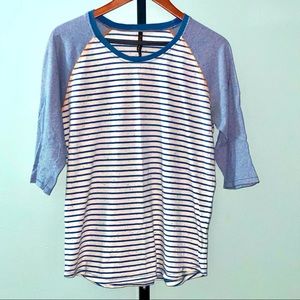 Striped Raglan Sleeve Men's Shirt - Blue/White